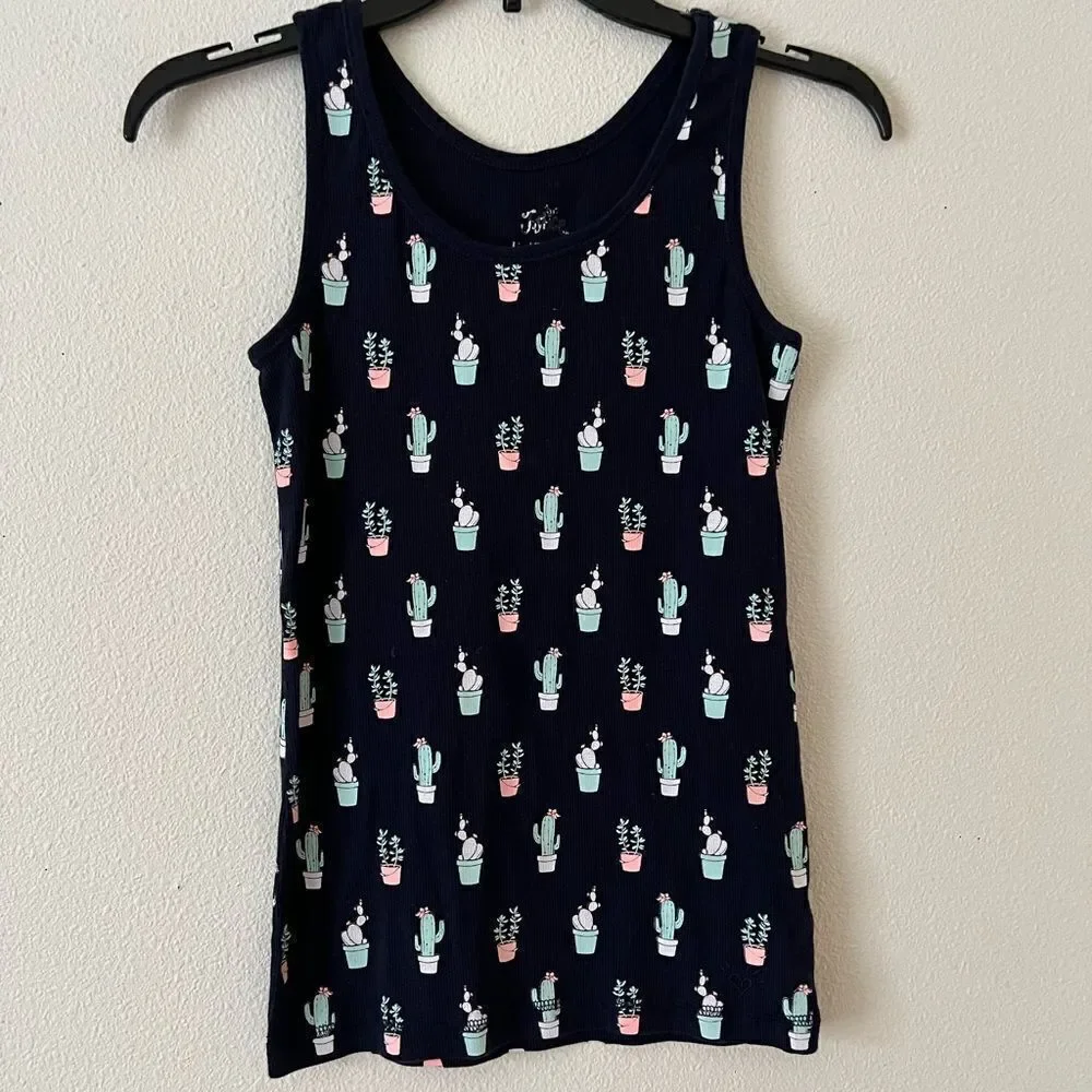 JUSTICE TANK TOP SIZE 14 NAVY CACTUS SUPER CUTE!!
